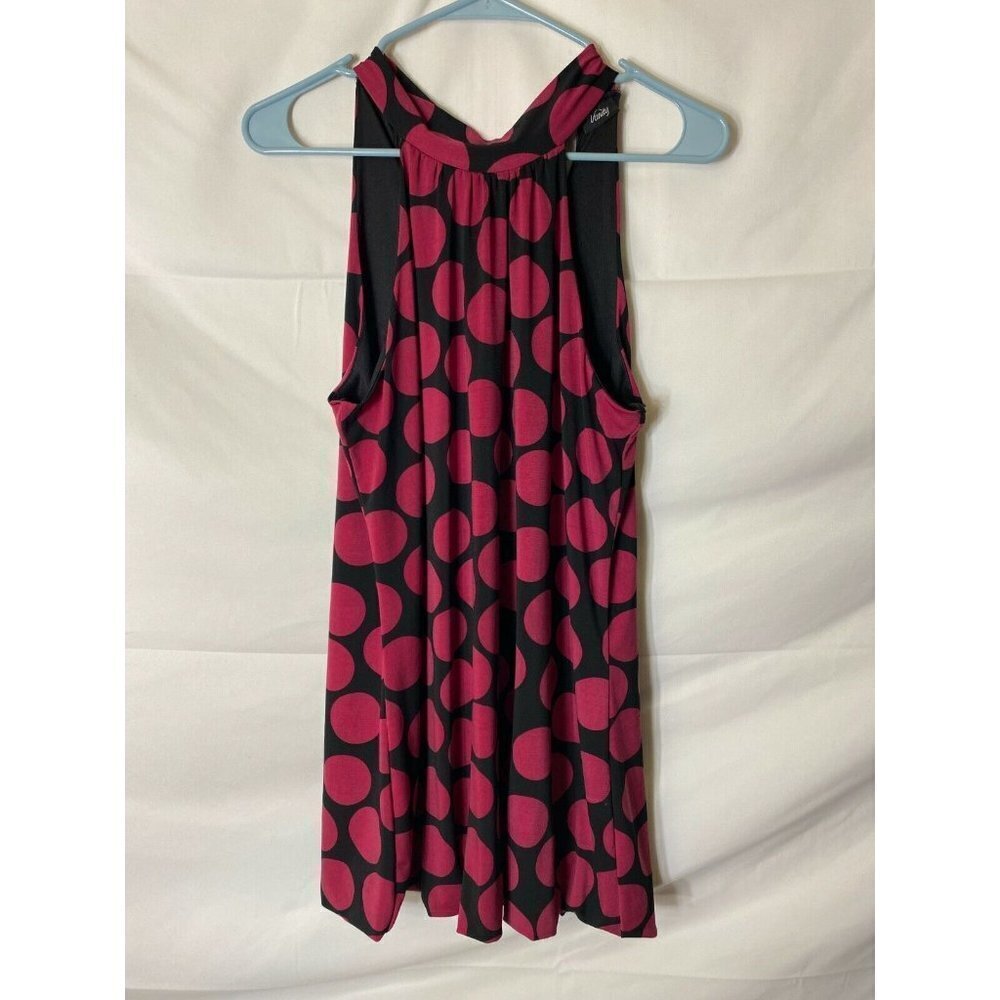 Retro polka Dots Women’s  Tie neck Dress Boho Cottagecore Medium Pink Summer